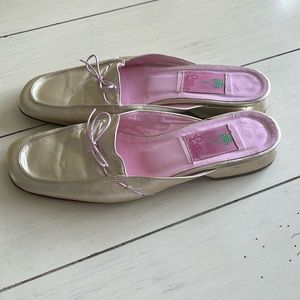Lilly Pulitzer pink and gold slip on shoes